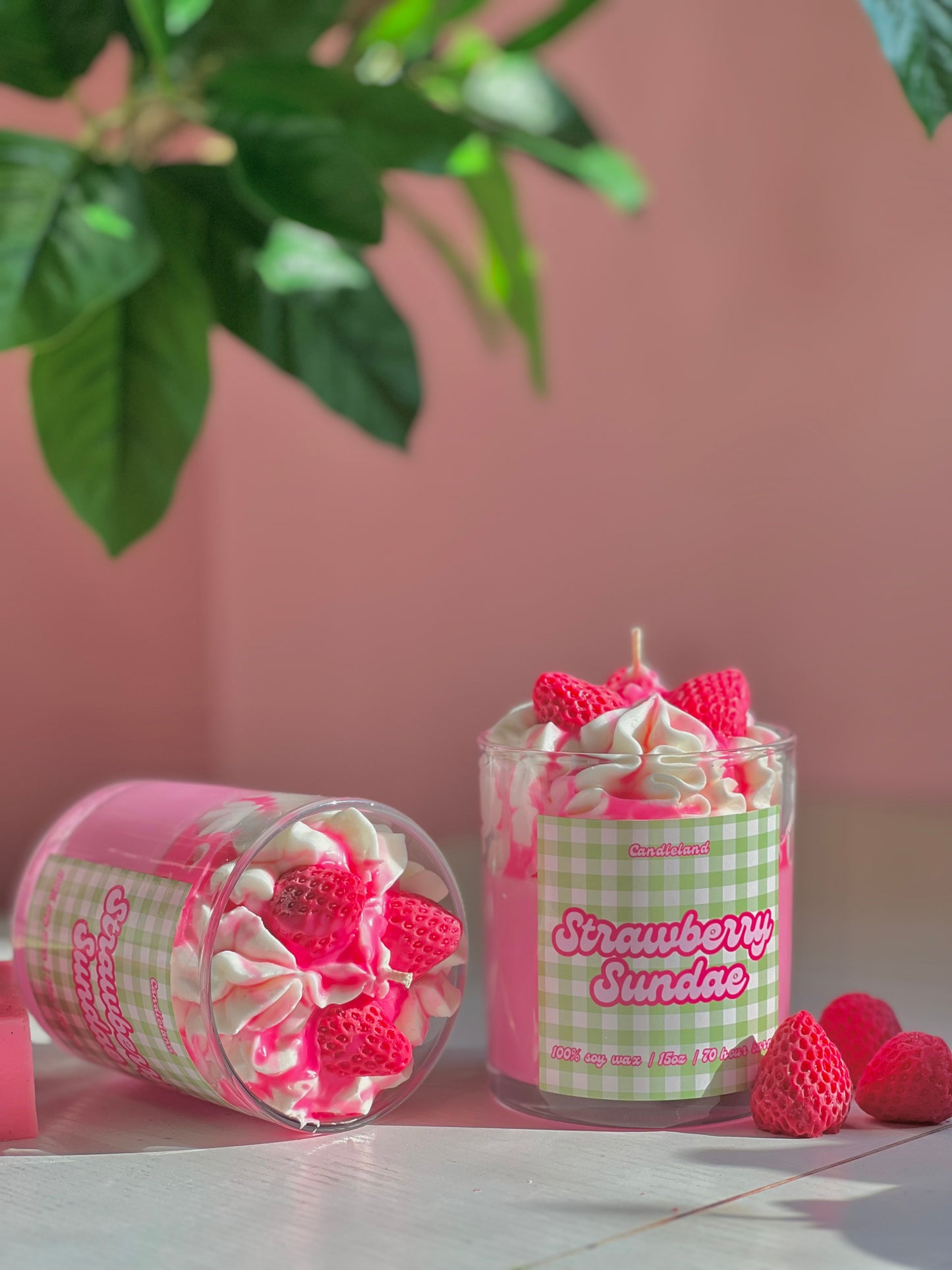 Strawberry Sundae Dessert Candle